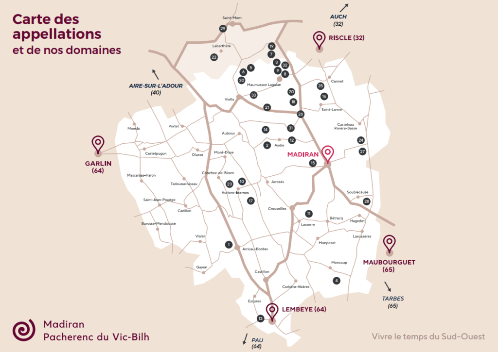 Carte de l'AOP Madiran.